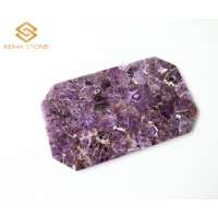 Elegant Decorative Rectangle Real Semi-Precious Stone Amethyst Glass Tray For Hotel, Home and Shop