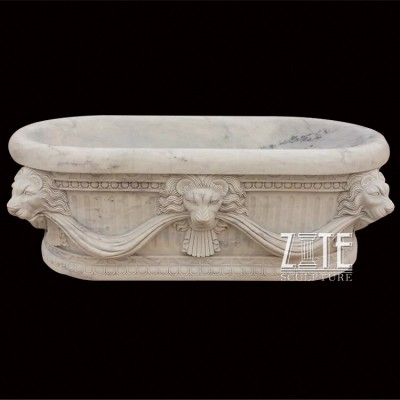 High Quality white freestanding bathtub stone with lion head