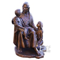 Life size catholic religious sculpture bronze jesus with children statue