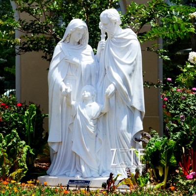 Custom Carving Religious Life Size White Marble St Joseph Statue