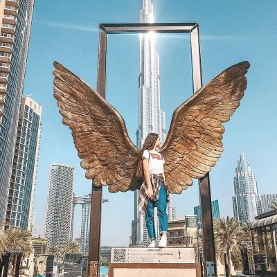 Street Arts Large Metal Angel Statue Bronze Wings Sculpture